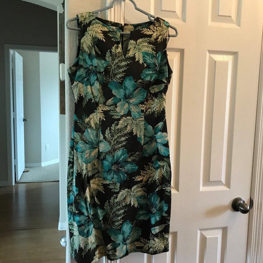 Maggy London Dress Blue Brown Floral dress 4